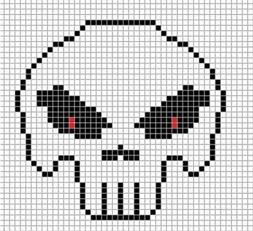 Рисунки по клеточкам череп