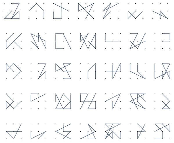 Варианты графических ключей из 9 точек