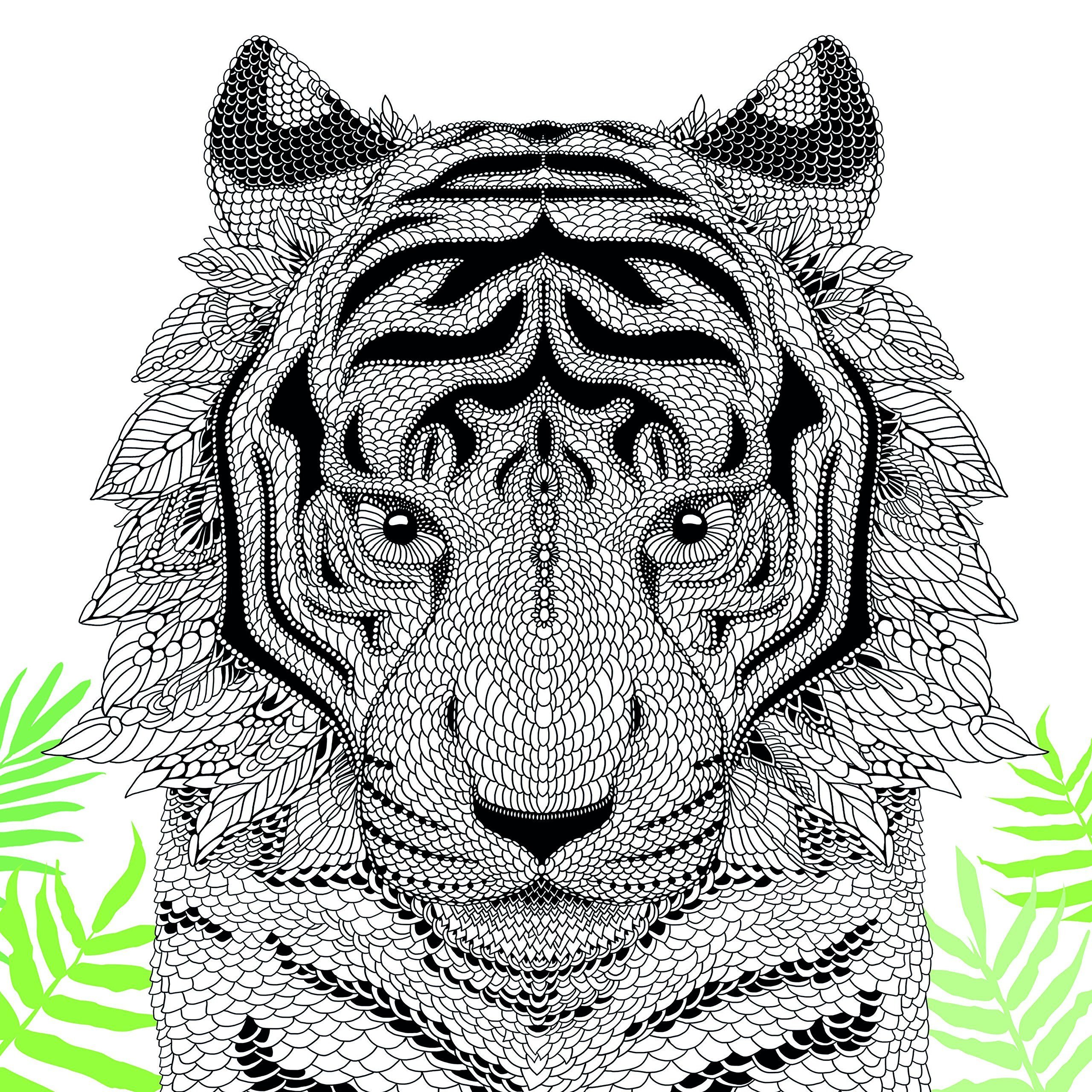 Раскраска тигра сложная