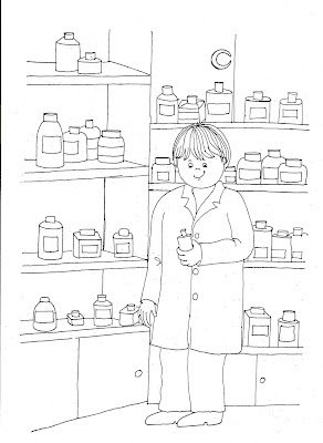 Врач фармацевт в стиле флэт