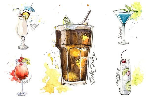 Коктейль рисунок скетч
