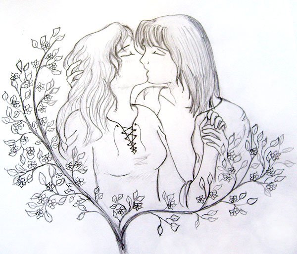 Романтический рисунок для девушки карандашом