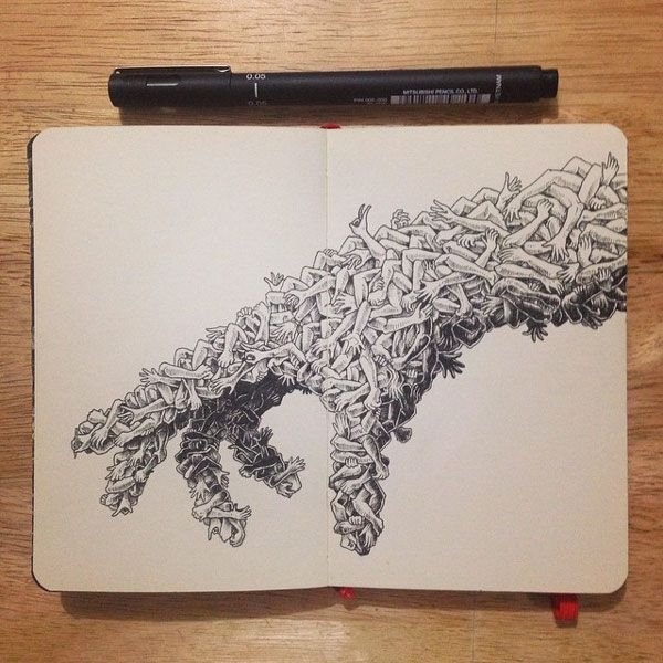 Рисунки линером в блокноте