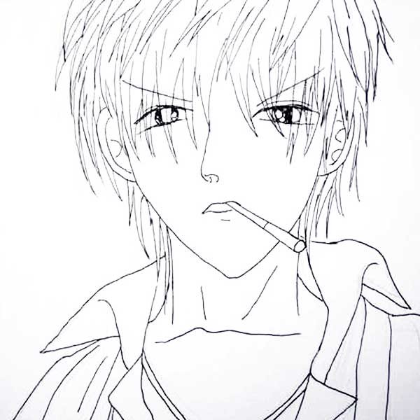 Взгляд аниме парня для срисовки