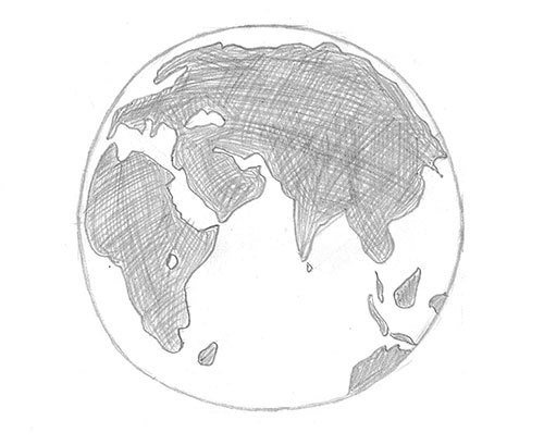 Земной шар рисунок карандашом