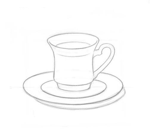 Рисование чашка с блюдцем