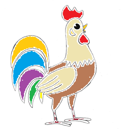 Разукрасить петуха цветными
