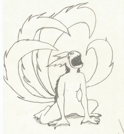Маленький курама для срисовки карандашом