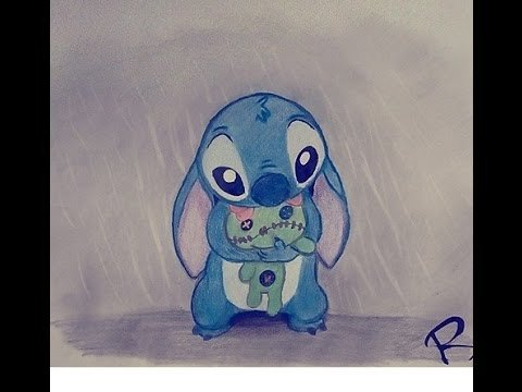 Грустный Стич карандашом