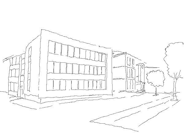 Здание школы карандашом