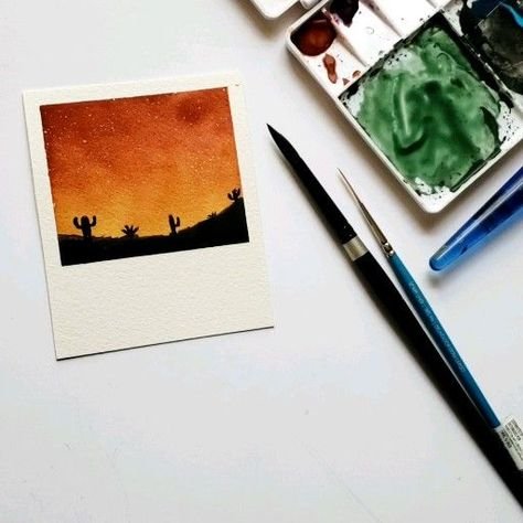 Рисование полароид акварелью