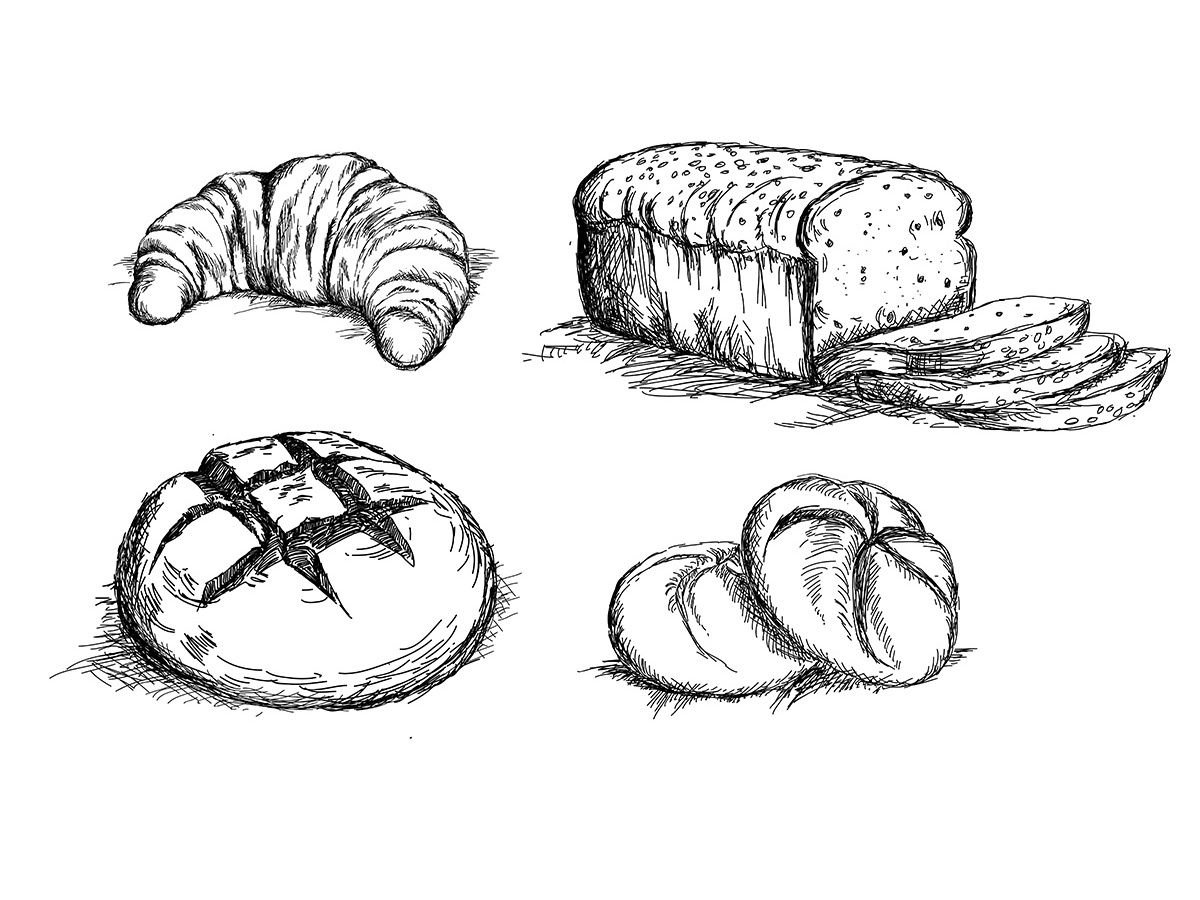 Хлеб рисунок для детей карандашом