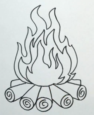 Поэтапное рисование костра