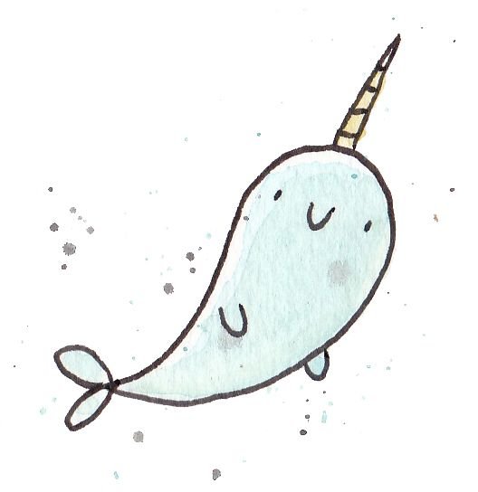 Нарвал морской Единорог рисунок