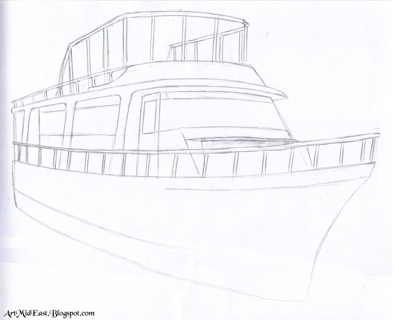Поэтапное рисование яхты
