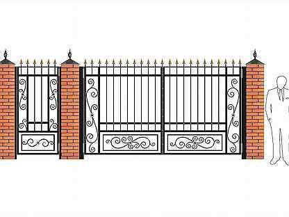 Ворота распашные с узорами