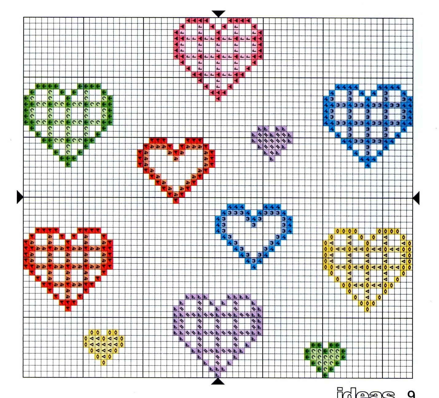 Схемы вышивки крестом сердечки