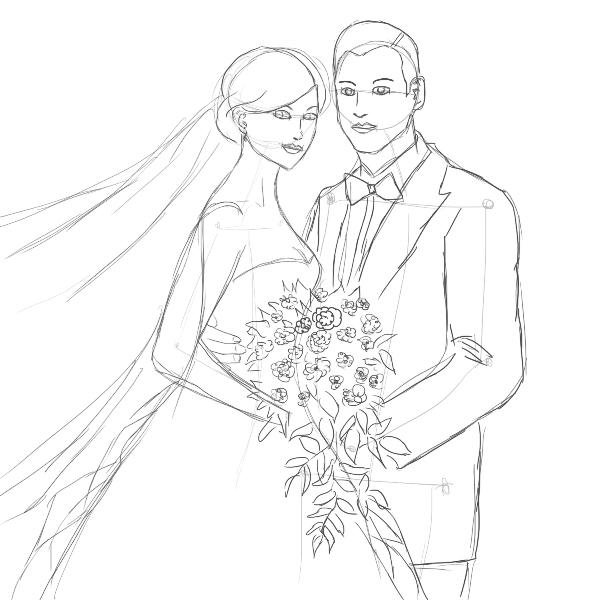 Свадьба рисунок карандашом