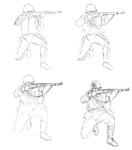 Нарисовать военного