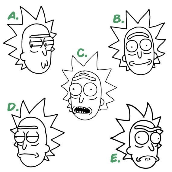 Наклейки Рик и Морти чёрно белые
