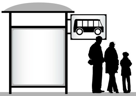 Автобусная остановка на белом фоне