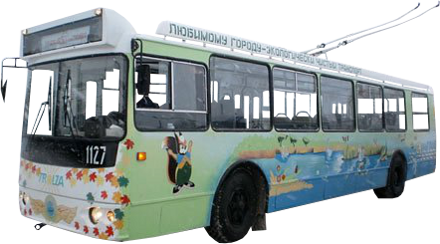 Троллейбус на белом фоне