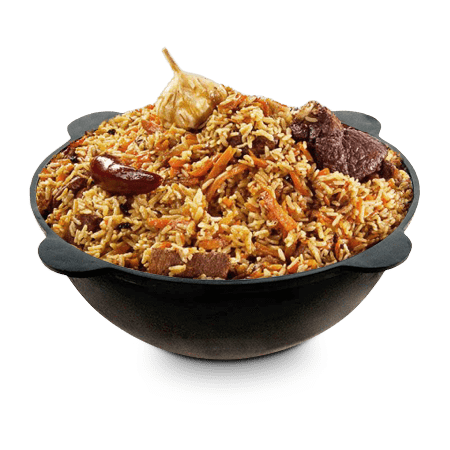 Узбекский плов на белом фоне