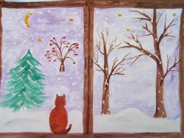 Рисунок на тему первый снег (69 фото)