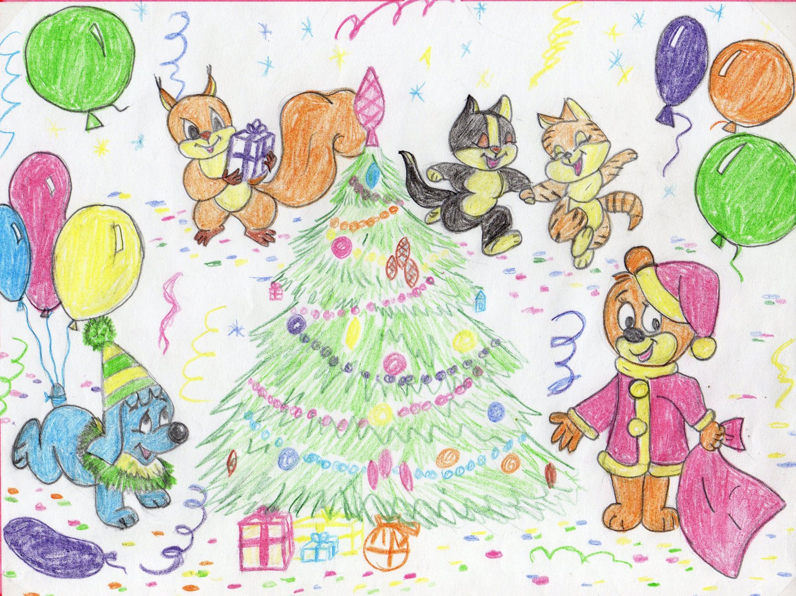 Детский рисунок новый год