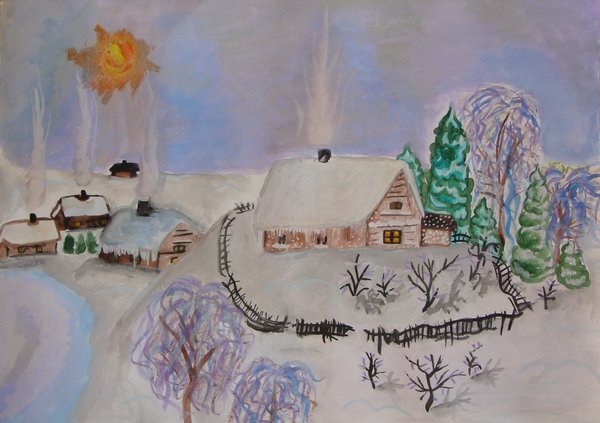 Рисунок на тему зимняя сказка