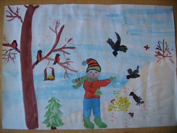 Плакат помоги птицам зимой