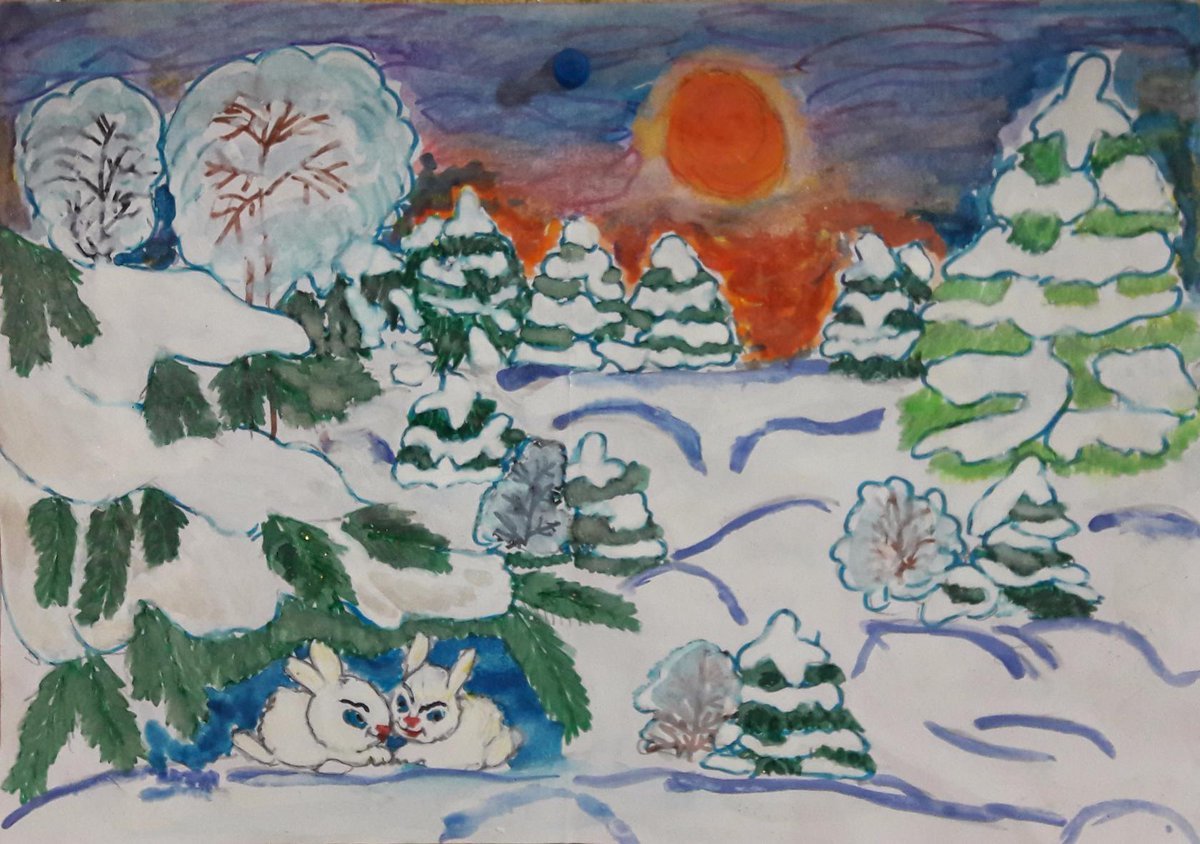 Рисунок на тему зимний день