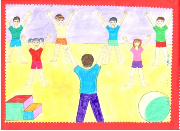 Дети делают зарядку рисование в старшей группе