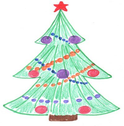 Рисование Новогодняя елка в старшей группе