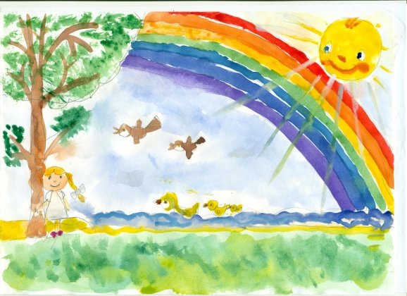 Детские рисунки на тему солнце