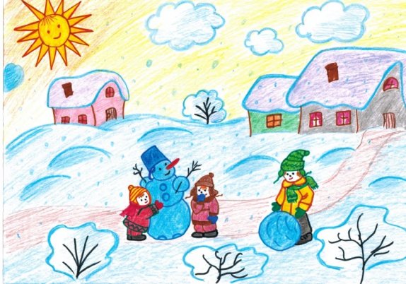 Рисунок на тему зима легкий