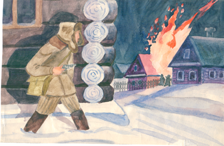 Зарисовка подвига Зои Космодемьянской