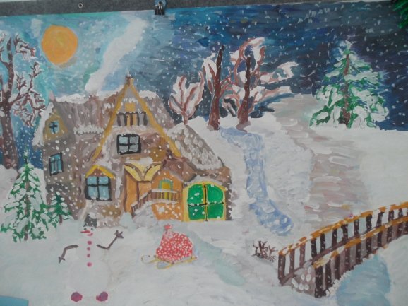 Детские рисунки зимний вечер