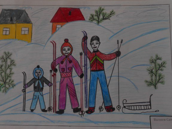 Мама папа я спортивная семья рисунок