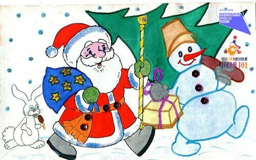 Детский новогодний рисунок