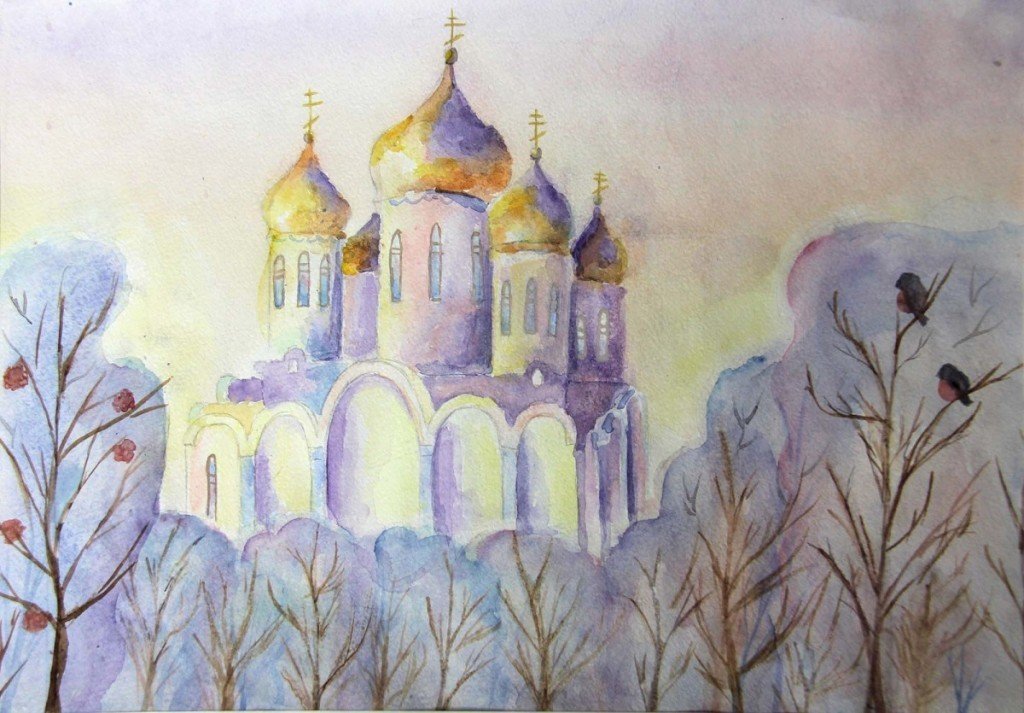 Рисунки на православную тему. Храм рисунок.