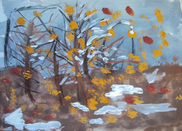Рисование поздняя осень в подготовительной группе