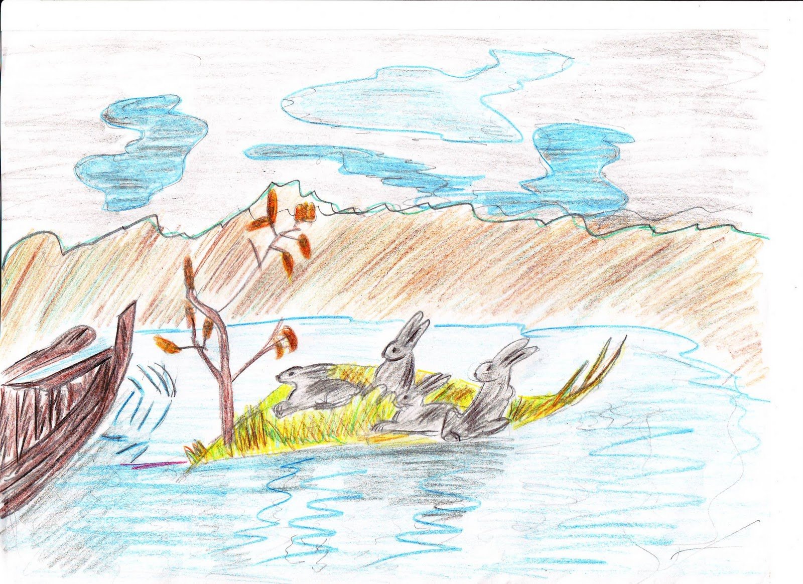 Рисунок к сказке дедушка Мазай и зайцы