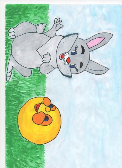 Рисование лиса и Колобок