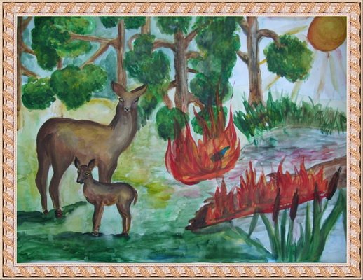 Рисунок животные в опасности