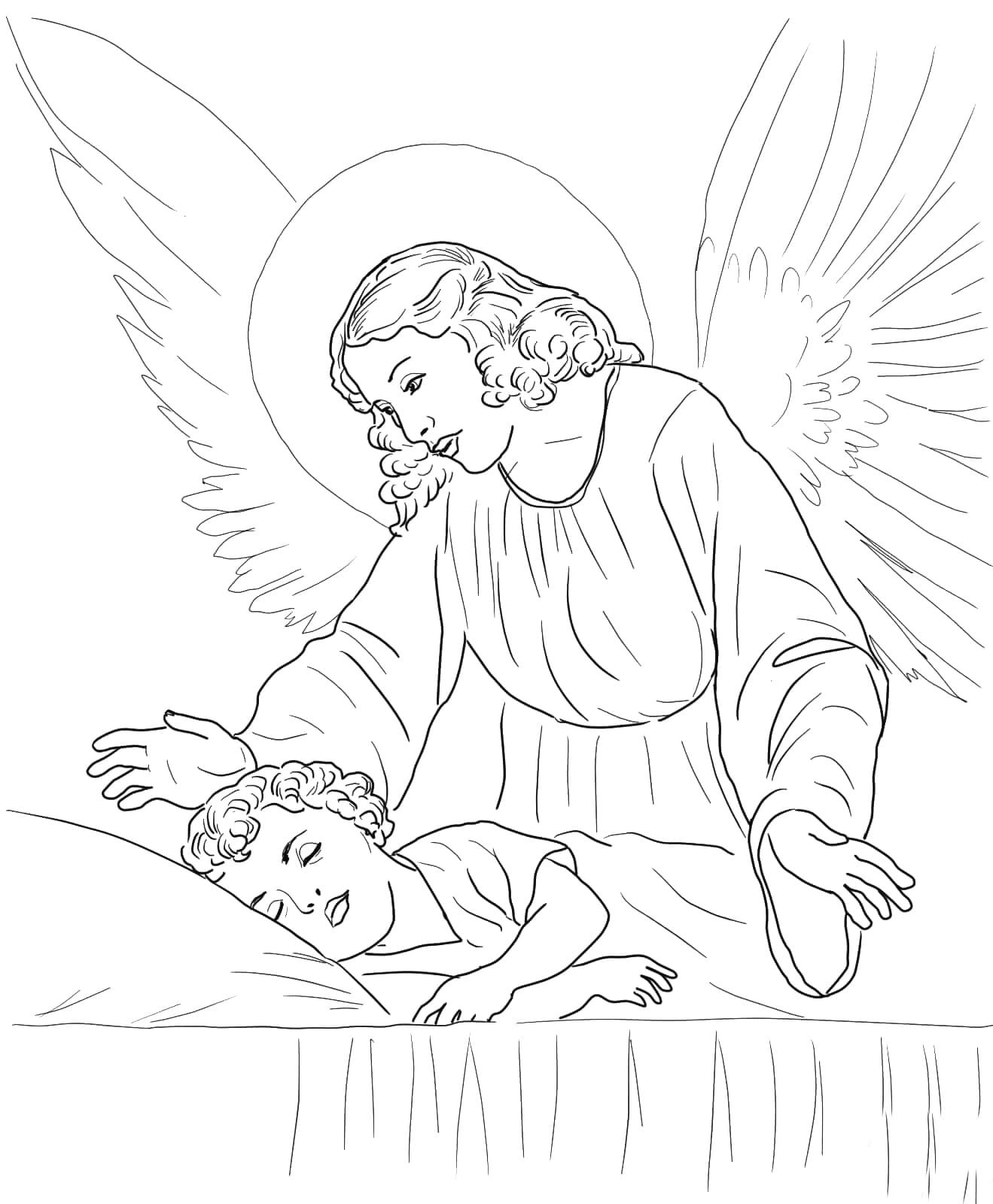 Ангел хранитель раскраска