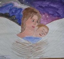 Раскраска мама ангел на земле