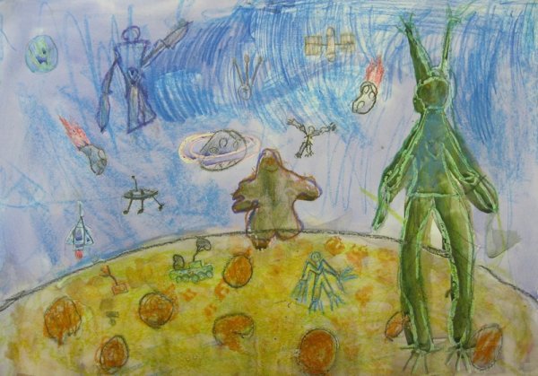 Инопланетянин рисунок детский