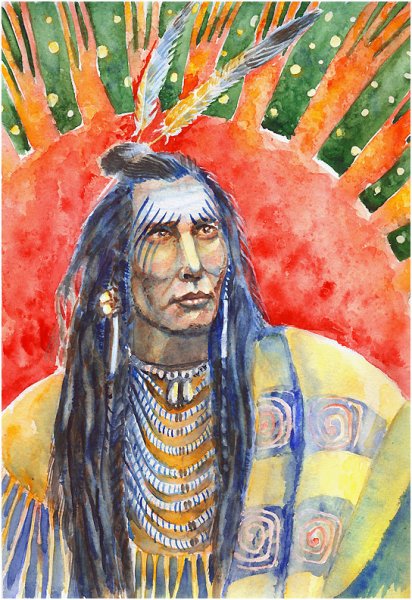 Индеец ребенок карандашом