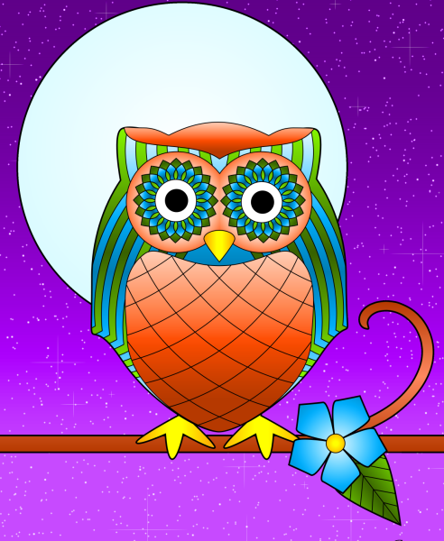 Сова гуашью